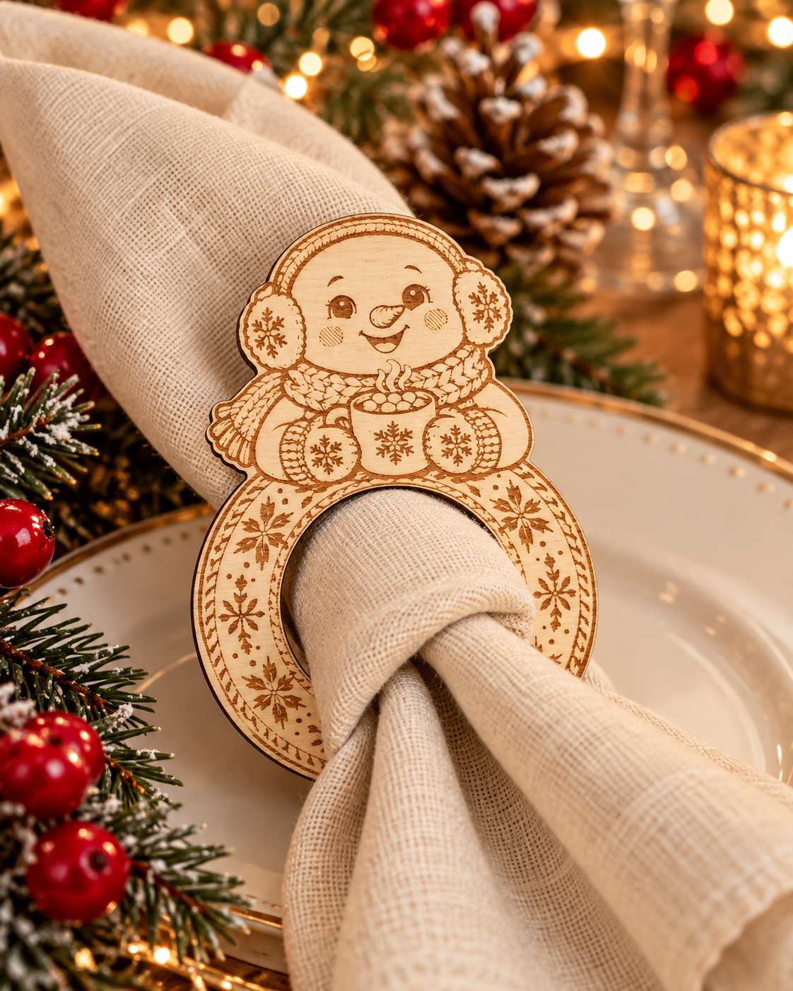 RONDS DE SERVIETTE DE NOËL EN BOIS