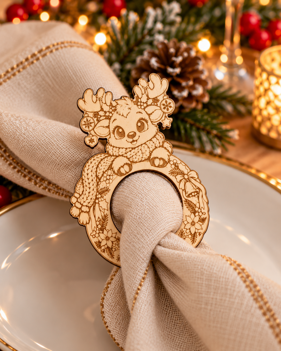 RONDS DE SERVIETTE DE NOËL EN BOIS