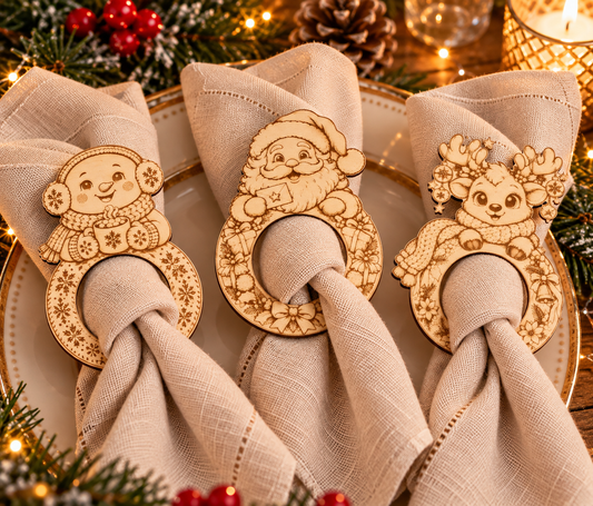RONDS DE SERVIETTE DE NOËL EN BOIS